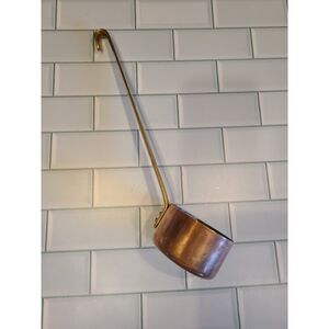Vintage French Copper & Brass Professional Flambe Pouring Ladle EUC 10½"Handle